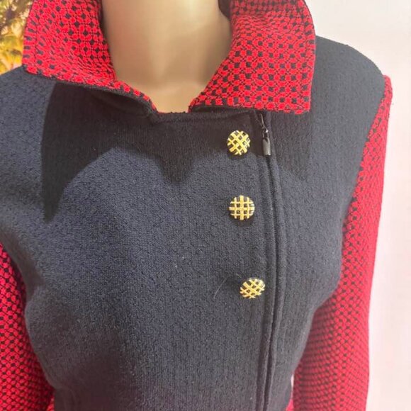 St John skirt suit red black novelty embellished career 8 Medium set - Picture 2 of 3